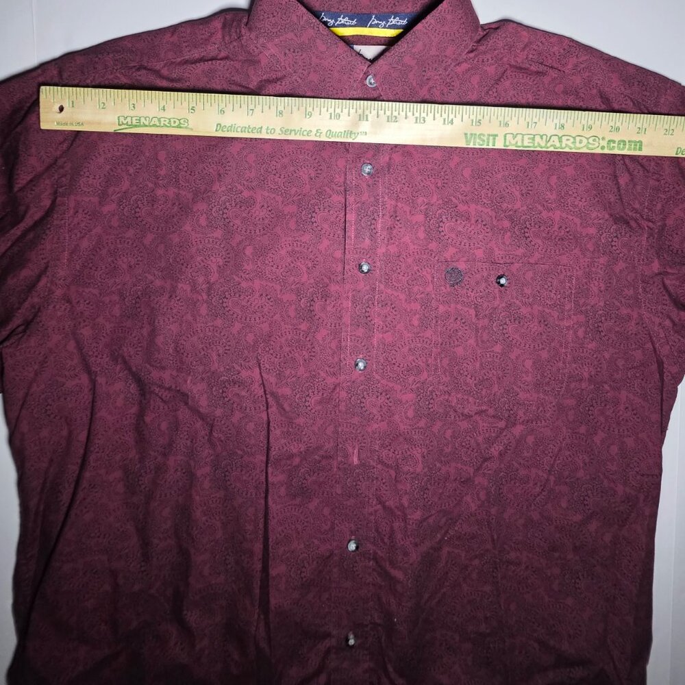 Wrangler George Straight Cowboy Mens Maroon and Black Button Up Shirt Size XL - Picture 10 of 13